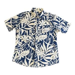Coofandy‎ Men's Large Hawaiian Blue White Short Sleeve Button Shirt Beach Summer
